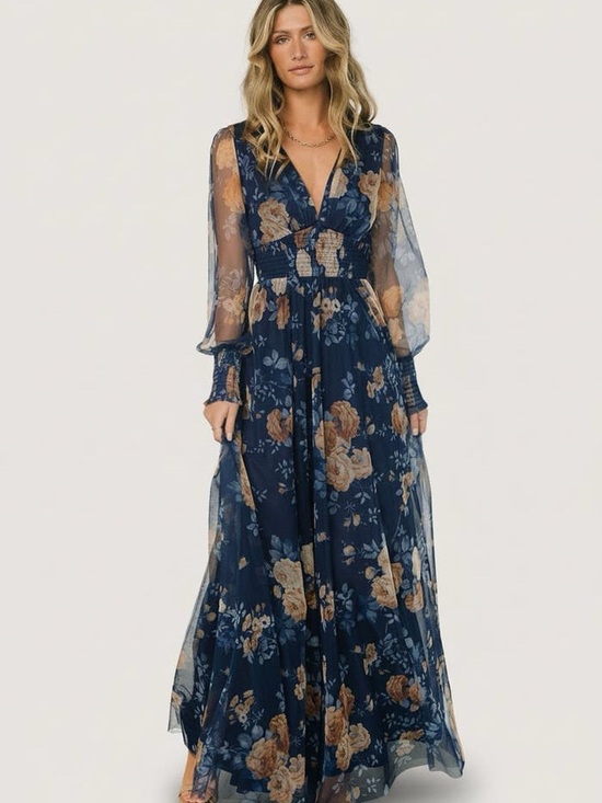 Baltic Born Dresses & Skirts - Baltic Born Navy Blue Floral Maxi Dress